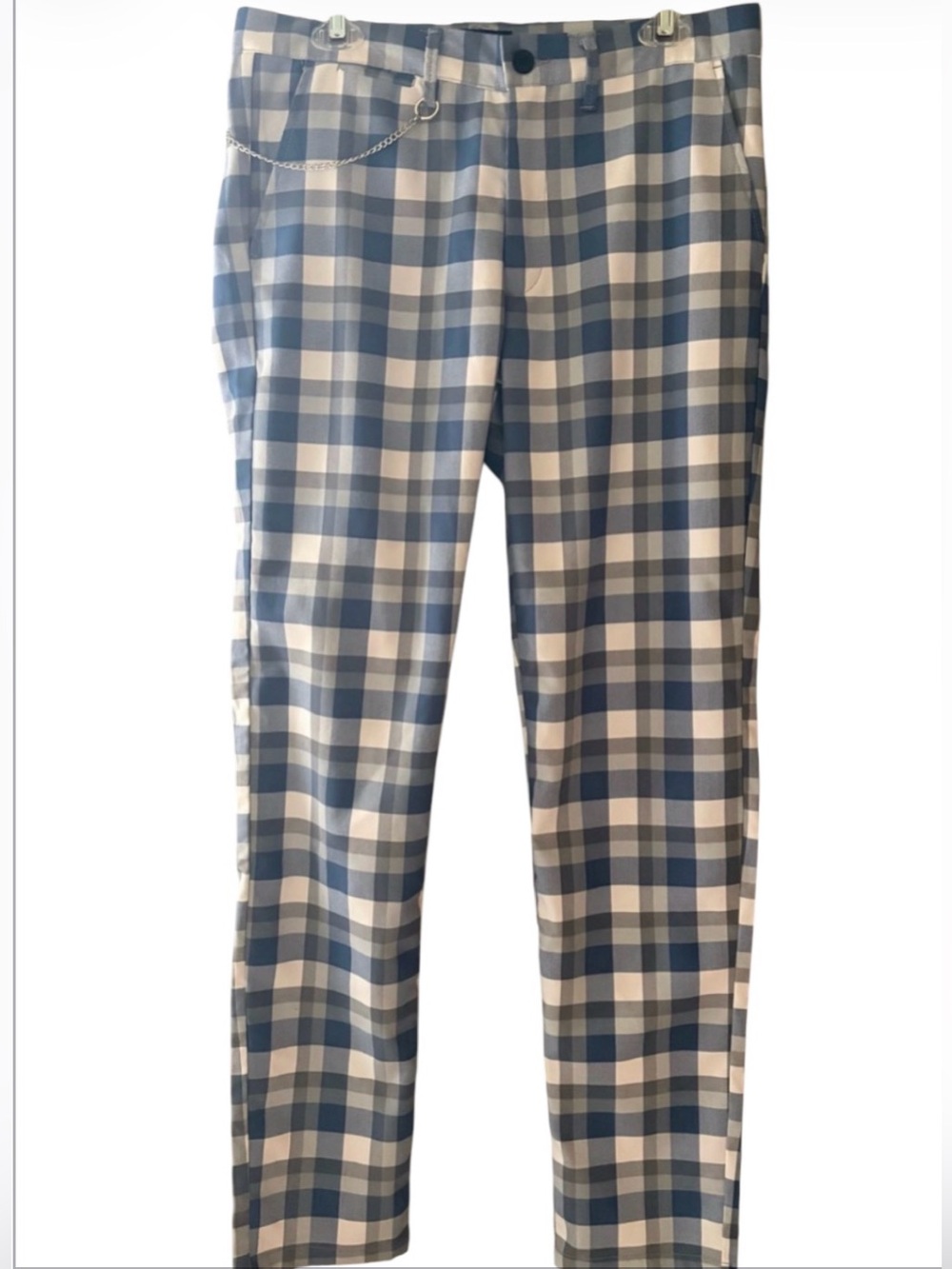 NWOT Rosso Milano Italy Mens Plaid Flat Front Pants Slim Size 32x32